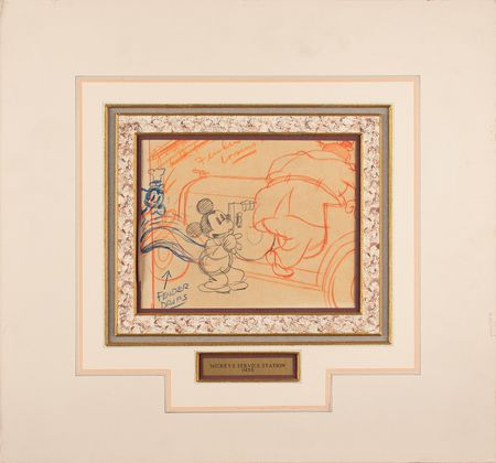 Lot #631 Mickey Mouse, Goofy, and Peg Leg Pete production storyboard drawing from Mickey's Service Station Production Storyboard Drawing - Image 3