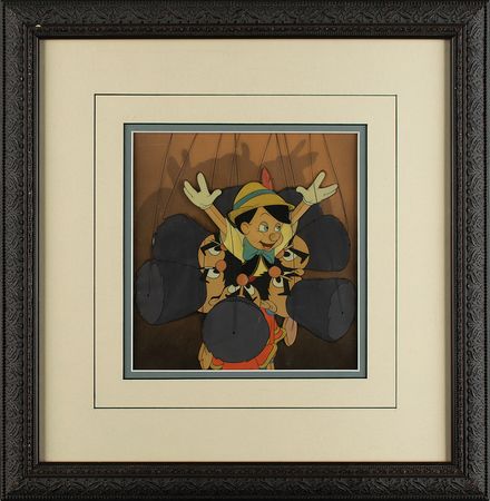 Lot #661 Pinocchio and Cossack puppets production cels from Pinocchio: Pinocchio dances during the 'I've Got No Strings' sequence - Image 2