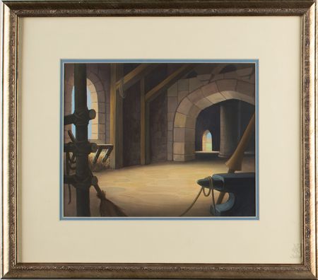 Lot #691 Castle interior hand-painted production background from Knight for a Day Production Hand-Painted Background - Image 2