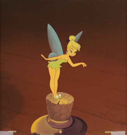 Lot #704 Tinker Bell color model production cel on a production background from Peter Pan: Sought-after color model cel of Neverland's famous fairy - Image 1