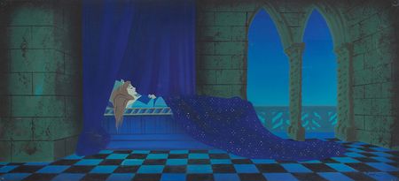 Lot #718 Eyvind Earle concept storyboard painting