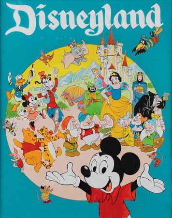 Lot #732 Walt Disney characters original painting for a Disneyland publicity poster Painting - Image 1