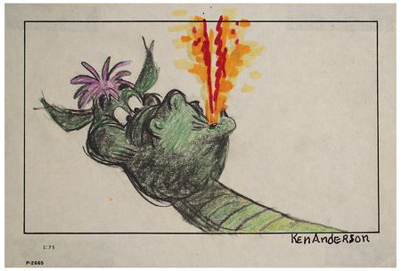Lot #739 Elliot the Dragon production storyboard drawing from Pete's Dragon Production Storyboard Drawing - Image 2
