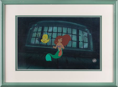 Lot #745 Ariel and Flounder production cels from The Little Mermaid Production Cel - Image 2