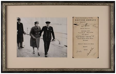 Lot #147 Winston Churchill: Signed menu from