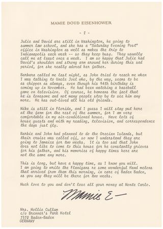 Lot #69 Mamie Doud Eisenhower: 