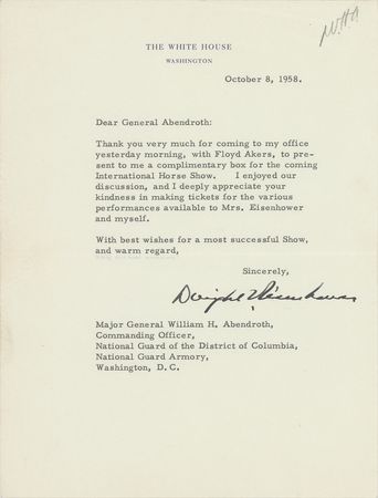 Lot #68 Dwight D. Eisenhower: Ike attends an International Horse Show - Image 1