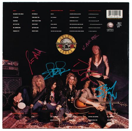Lot #399 Guns N' Roses: Rare first pressing promotional copy of Appetite for Destruction, signed by the original Guns N' Roses lineup - Image 1