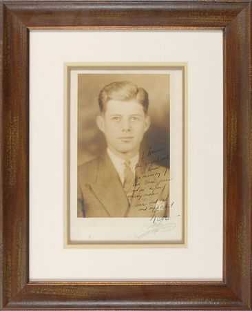 Lot #34 John F. Kennedy 1935 Choate Senior Year Portrait Inscribed to Lem Billings: Earliest known John F. Kennedy inscribed photograph signed 