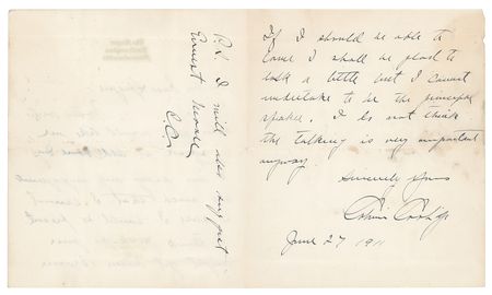 Lot #65 Calvin Coolidge: 'Silent Cal' on a potential engagement: 