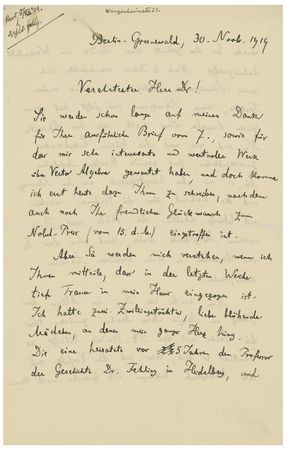 Lot #4014 Max Planck (November 30, 1919) - Image 1