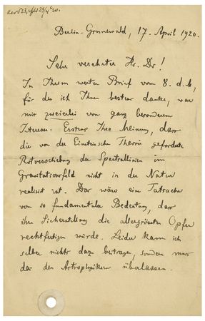 Lot #4017 Max Planck (April 17, 1920) - Image 1