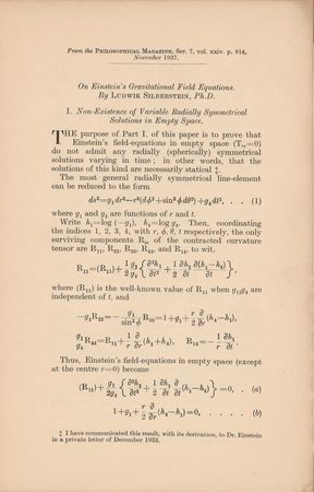 Lot #4004 Ludwik Silberstein Signed 'On Einstein's Gravitational Field Equations' Offprint Booklet - Image 3