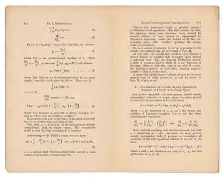 Lot #4004 Ludwik Silberstein Signed 'On Einstein's Gravitational Field Equations' Offprint Booklet - Image 4