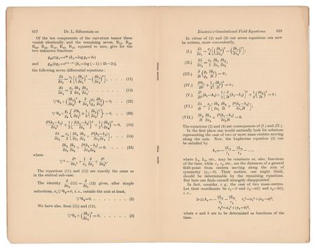 Lot #4004 Ludwik Silberstein Signed 'On Einstein's Gravitational Field Equations' Offprint Booklet - Image 5
