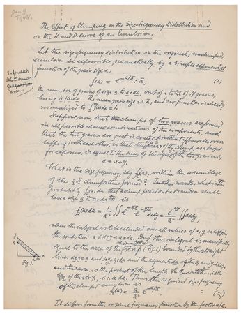 Lot #4048 Ludwik Silberstein Autograph Manuscript Signed: 'The Effect of Clumping on the Size-Frequency Distribution and on the H. and D. Curve of an Emulsion' - Image 1