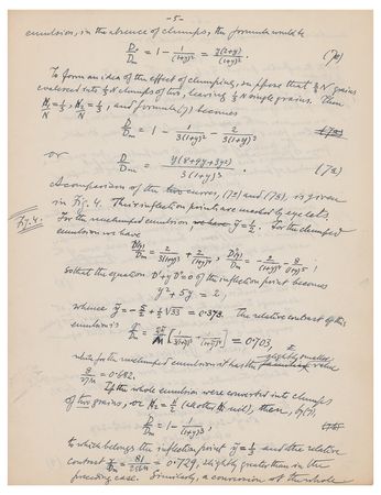 Lot #4048 Ludwik Silberstein Autograph Manuscript Signed: 'The Effect of Clumping on the Size-Frequency Distribution and on the H. and D. Curve of an Emulsion' - Image 5