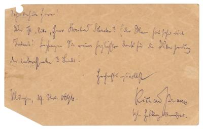 Lot #612 Richard Strauss: Strauss receives three interesting songs?