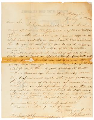 Lot #305 J. E. B. Stuart Autograph Letter Signed and Saber Hanger Patent Model - Image 2