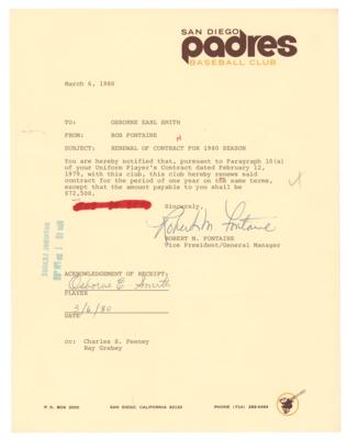 Lot #857 Ozzie Smith Signed Contract and Checks (3) - Image 3