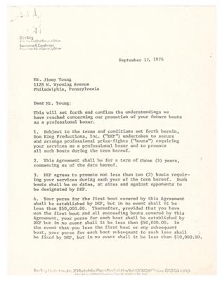 Lot #816 Don King and Jimmy Young Document Signed - Image 1