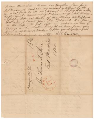 Lot #490 Ralph Waldo Emerson: Having secured a poem from the youthful 