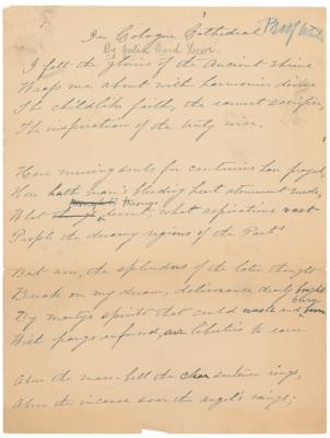 Lot #498 Julia Ward Howe Autograph Poem Signed - Image 1