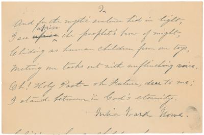 Lot #498 Julia Ward Howe Autograph Poem Signed - Image 2