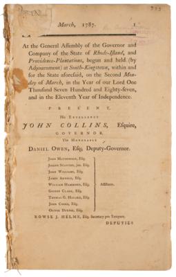 Lot #269 Rhode Island: Native American Acts Document - Image 1