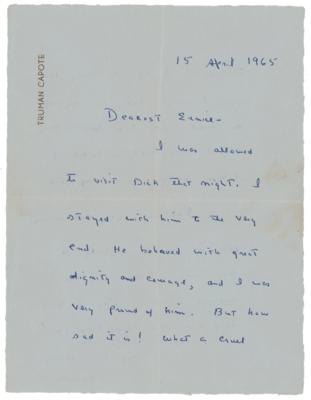 Lot #479 Truman Capote: One day after Richard Hickcock's execution, Capote comforts the In Cold Blood killer's mother: 