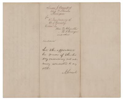 Lot #12 Abraham Lincoln Autograph Endorsement Signed as President - Image 1