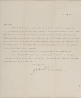 Lot #505 Jack London Typed Letter Signed - Image 1