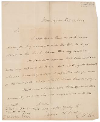 Lot #266 Louis McLane Autograph Letter Signed with Free Frank - Image 1