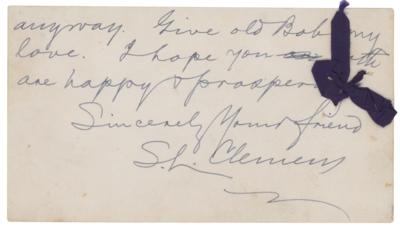 Lot #483 Samuel L. Clemens: Handwritten letter from Clemens, mentioning his latest travel book, 