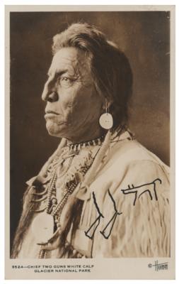 Lot #296 Two Guns White Calf Signed Photograph - Image 1