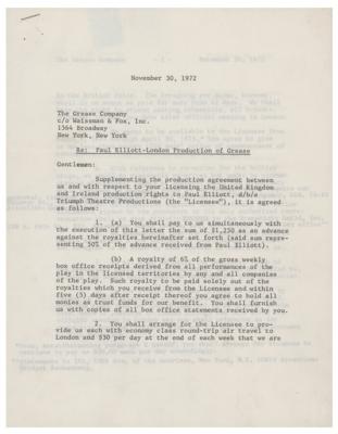 Lot #721 Grease: Jim Jacobs and Warren Casey Signed Document - Image 1