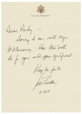 Lot #64 Joe Biden: Sorry I can not sign U.S.