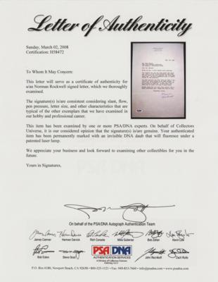 Lot #453 Norman Rockwell Typed Letter Signed - Image 2