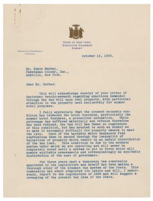 Lot #140 Franklin D. Roosevelt: Governor Roosevelt blames an 