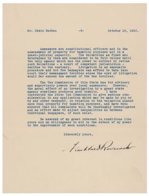 Lot #140 Franklin D. Roosevelt: Governor Roosevelt blames an 