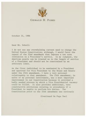 Lot #91 Gerald Ford: Ford on appealing the 22nd amendment, and how he has 