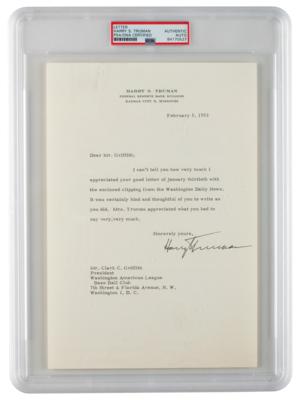 Lot #152 Harry S. Truman Typed Letter Signed - Image 1