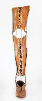 Lot #631 Frank Zappa's Metal and Leather Orthopedic Leg Brace: Leg brace worn for months by Frank Zappa after his Rainbow Theatre attack - Image 2