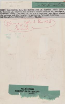 Lot #175 John F. Kennedy, Jr. Signed Photograph and Iconic Wire Photo - Image 4