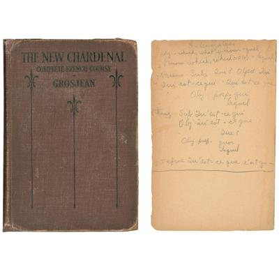 Lot #38 John F. Kennedy's 1931 French Textbook Used as a 14-Year-Old at Choate, with 77 Partial and Full Signatures by JFK, also Signed by Brother Joe - Image 1
