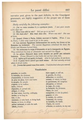 Lot #38 John F. Kennedy's 1931 French Textbook Used as a 14-Year-Old at Choate, with 77 Partial and Full Signatures by JFK, also Signed by Brother Joe - Image 9