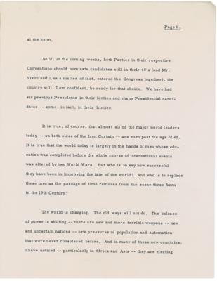 Lot #43 John F. Kennedy Signed Press Release of Speech Responding to Truman Suggesting Kennedy Drop Out of Presidential Race July 4, 1960 - Image 6