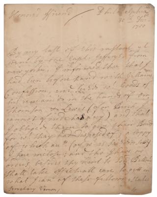 Lot #178 William Penn Autograph Letter Signed and Document Signed on Captain Kidd's Treasure - Image 1