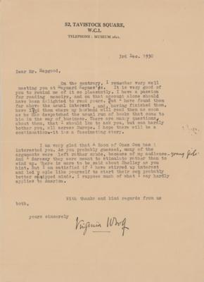 Lot #524 Virginia Woolf: Woolf on her influential essay A Room of One's Own?