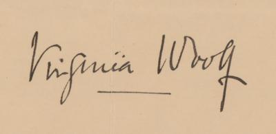 Lot #524 Virginia Woolf: Woolf on her influential essay A Room of One's Own?